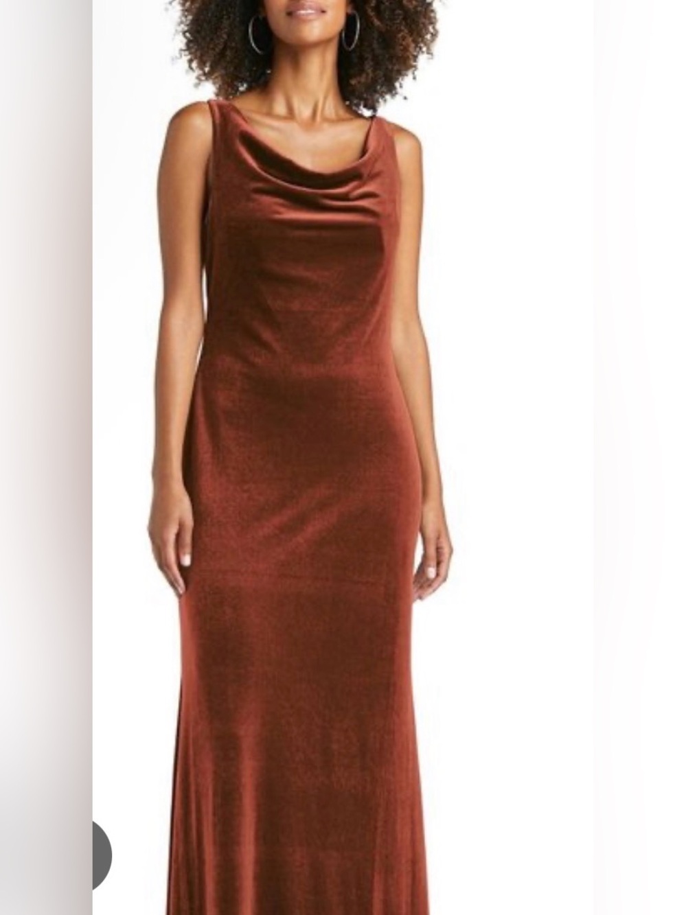 Simple Sleeveless Long Velvet Gown - Womens Large Terracotta Color